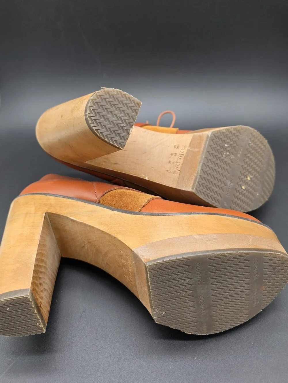 Women’s Lace-Up Platform Heels in Cognac Brown